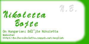 nikoletta bojte business card